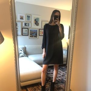 Old Navy Polka Dot Black Bell Sleeve Dress Medium